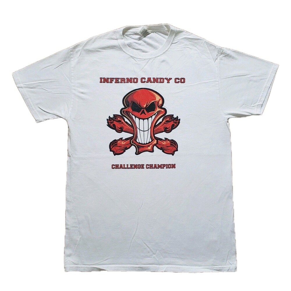 Inferno Candy Company Spicy Challenge Champion Sz Medium Men 100% Cotton T-Shirt